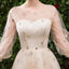Stunning A Line 3/4 Sleeves Tulle Round Neck Prom Dress Evening Dresses PDQ76