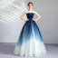 Strapless Ombre A Line  Tulle Prom Dress Long Formal Dresses PDQ74