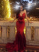 Spaghetti straps backless prom dress mermaid burgundy long evening gown mg247