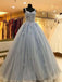 Ball gown straps long prom dress blue lace appliques quinceanera dress mg241