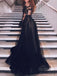 Sexy Black Lace Long Sleeves Prom Dresses Tulle High Neck Long Evening Dresses TD46