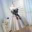 A Line Sweetheart Tulle Black Short Homecoming Dress With Flowers PDN46