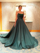 A-line Spaghetti Straps Dark Green Long Prom Dresses Evening Dress PDS21