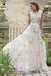 A Line V Neck Lace Appliques Long Off White Prom Dresses Evening Dresses PDR48
