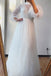 A-line High Neck Long Sleeves White Long Prom Dresses Formal Gowns PDS75