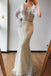 Trumpet/Mermaid V neck Lace Beaded Long Sleeves Prom Dresses Formal Elegant Evening Gowns PDS74