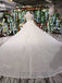 Off White High Neck Ball Gown Wedding Dresses, Open Back Beaded Wedding Gown PDJ96