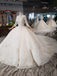 Elegant Scoop Ball Gown Wedding Dresses, 3/4 Sleeves Wedding Gown PDJ97