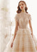 Princess High Neck Ball Gown Wedding Dresses, Short Sleeves Bridal Dress PDK1