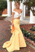 Charming 2 Pieces Off The Shoulder Yellow Long  Mermaid Prom Dresses PDH2