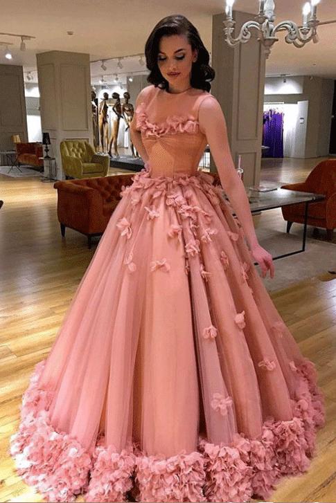 Pink Long Ball Gown Prom Dress, Quinceanera Dresses, Sweet 16 Dresses PDG85
