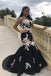 Black Mermaid Prom Dresses Strapless Embroidery Applique Sexy Prom Dresses PDP4