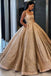 Princess Ball Gown Prom Dress with Pockets Beads Sequins Gold Quinceanera Dresses SK05