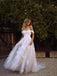 Simple A-Line Off the Shoulder White Beach Wedding Dresses PPD89