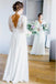 Simple 3/4 Sleeves Chiffon Beach Wedding Dress with Lace, V Neck Bridal Dress PDN90