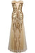 Mermaid Gold Tulle Sequins Prom Dress,Sweetheart Long Bridesmaid Dresses PDE78