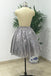 A Line Sliver Halter Sequined Backless Short Homecoming Dresses, Sweet16 Dresses OMH0019