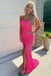 Sparkly Hot Pink Mermaid Sequins Prom Dresses with Slit, Shiny Party Dresses OM0089
