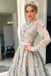 Long Sleeve Grey Lace A Line Long Evening Prom Dress for Teens PDG90