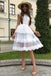 A Line White Lace Homecoming Dresses, Beautiful Short Prom Dresses PPD72
