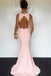 Mermaid Open Back Floor-Length Pink Simple Prom Dress PDI95
