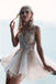 Puffy A line Ivory Lace Appliques Tulle Mini Graduation Dresses, Homecoming Dresses OMH0015