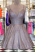 Sparkly Spaghetti V Neck Short Prom Homecoming Dresses, Sweet 16 Cocktail Dresses SK43