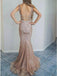 Spaghetti Straps Mermaid Ivory Lace Long Cheap Prom Dresses PDN11