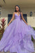 Princess Sparkly V-Neck Spaghetti Straps Purple Prom Dresses,Long Prom Dresses OM0107