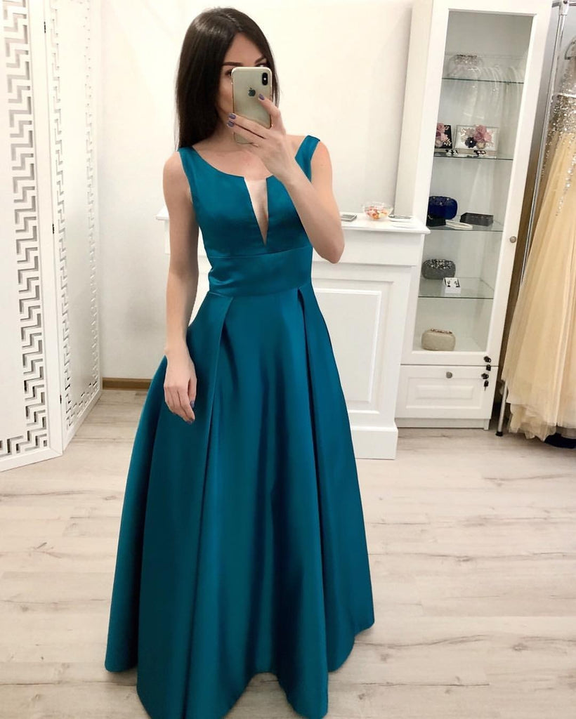 Simple A Line Satin Prom Dresses, Cheap Formal Dress For Teens PDI19