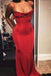 Sexy Mermaid Burgundy Spaghetti Straps Prom Dresses, Simple Long Evening Dress OM0111