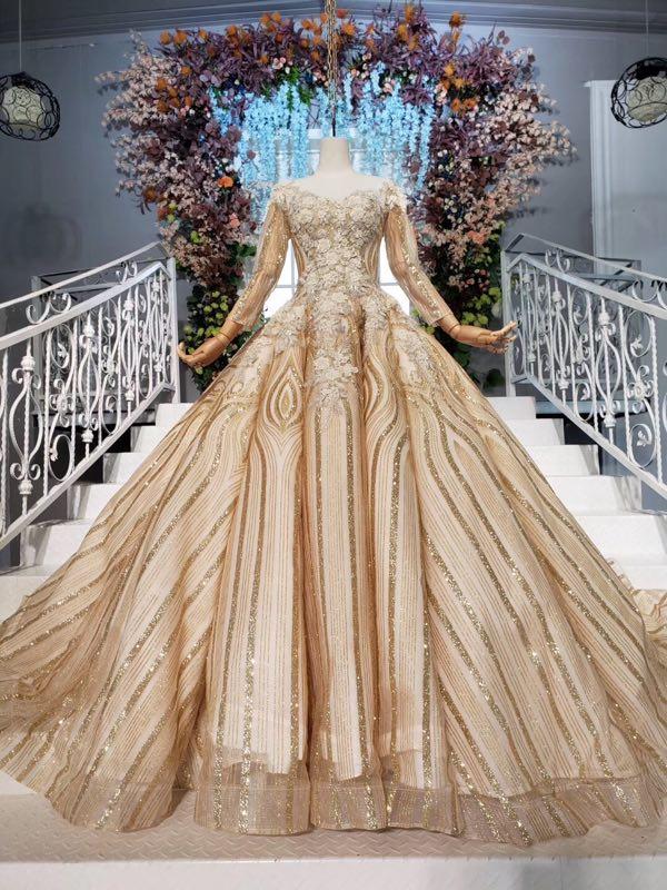 Stunning Ball Gown Long Sleeves Prom Dress, Pretty Quinceanera Dresses PDP64