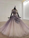Sparkly Ball Gown Half Sleeves Ombre Quinceanera Dresses with Flowers PDS90