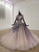 Sparkly Ball Gown Half Sleeves Ombre Quinceanera Dresses with Flowers PDS90
