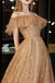 Charming A line Off the Shoulder Tulle Long Prom Dresses Lace Formal Dresses OM0128