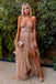 Elegant A Line Sweetheart Tiered Rusty Red Tulle Long Prom Dress with Lace OM0093