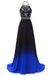 Halter Chiffon Backless Ombre Prom Dresses, Gradient Evening Dress With Beading OM0121