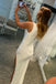 One Shoulder Mermaid Side Slit Prom Dresses, Shiny White Formal Evening Dresses OM0068