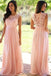 Pink Bridesmaid Dresses Lace Top Long Chiffon Wedding Party Dresses PDO17