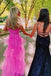 New Style A line Hot Pink Spaghetti Straps Prom Dresses With Ruffles OM0077