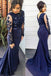 Trumpet/Mermaid Lace Appliques Blue Long Sleeves Plus Size Dresses PDF45