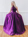 Cheap Purple Backless Long Prom Dresses With Pockets PDK51