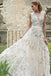 Rustic Deep V Neck Colorful Lace Tulle A Line Floor Length Wedding Gowns PDP90