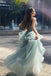 Elegant Spaghetti Straps Tulle Long Formal Prom Dresses, A-line Long Evening Dress OM0004
