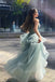 Elegant Spaghetti Straps Tulle Long Formal Prom Dresses, A-line Long Evening Dress OM0004