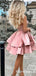 Princess A Line One Shoulder Pink Short Homecoming Dresses PDO47