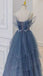Gorgeous A-Line Spaghetti Straps Royal Blue Tulle Prom Dresses with Layers OM0063