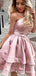 Princess A Line One Shoulder Pink Short Homecoming Dresses PDO47