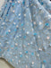 Princess Spaghetti Strap 3D Flower Applique Sky Blue Prom Dresses Ball Gowns PDH90