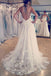 Deep V Neck Applique Wedding Dresses Ivory A Line Wedding Gowns PDP88
